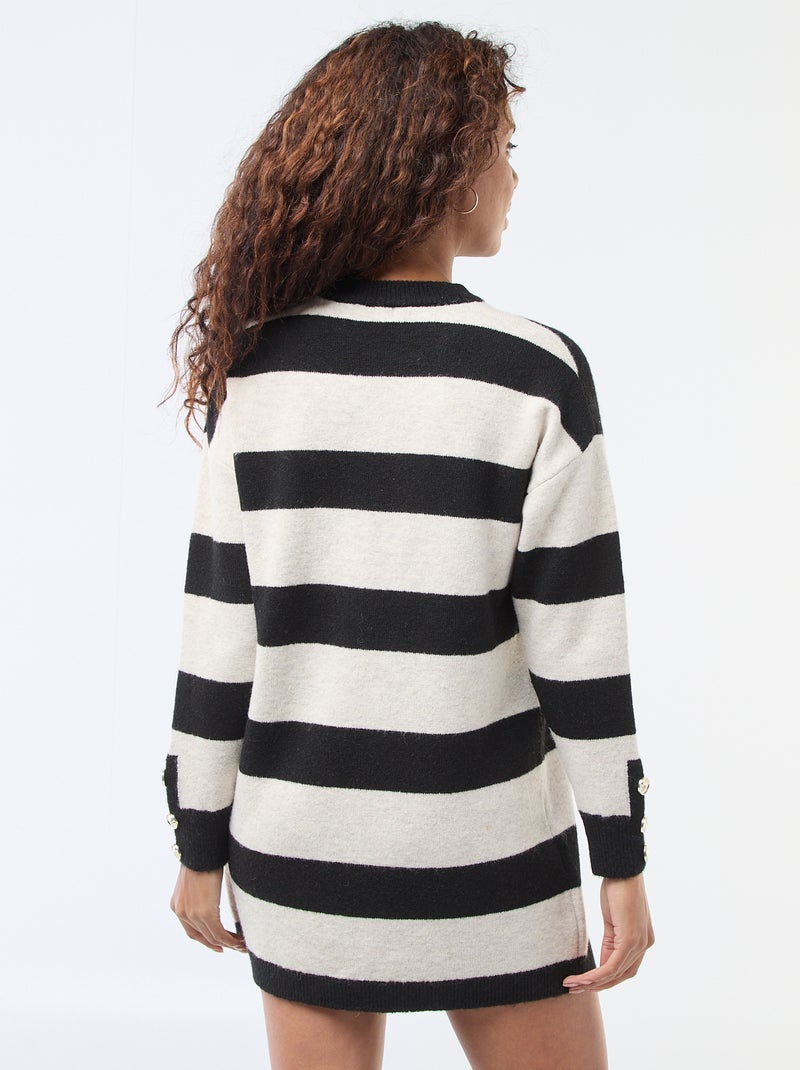 Robe pull rayée Noir - Kiabi