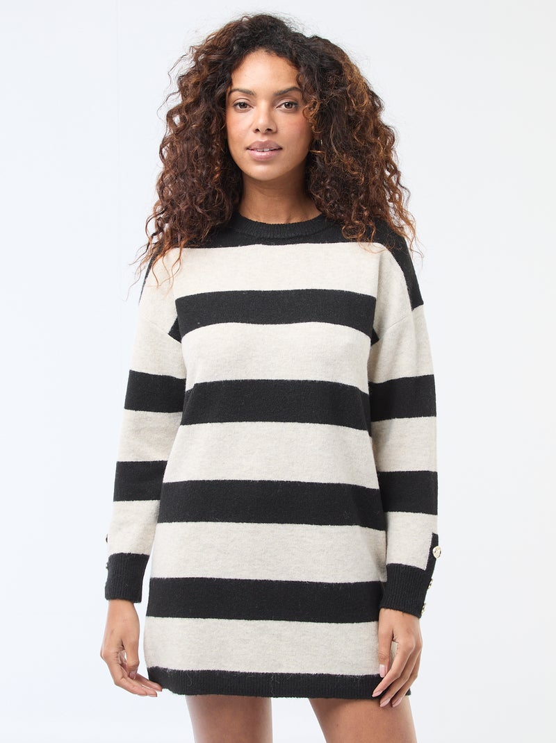 Robe pull rayée Noir - Kiabi