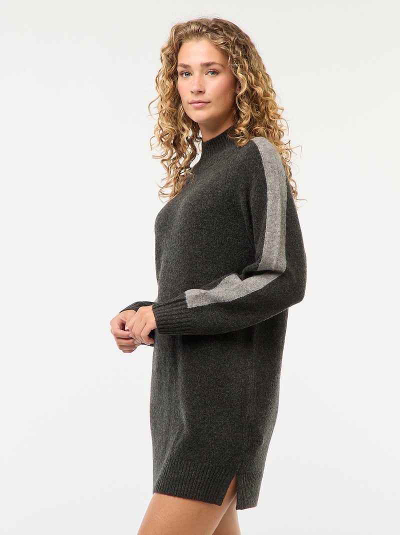 Robe pull style color block Gris - Kiabi