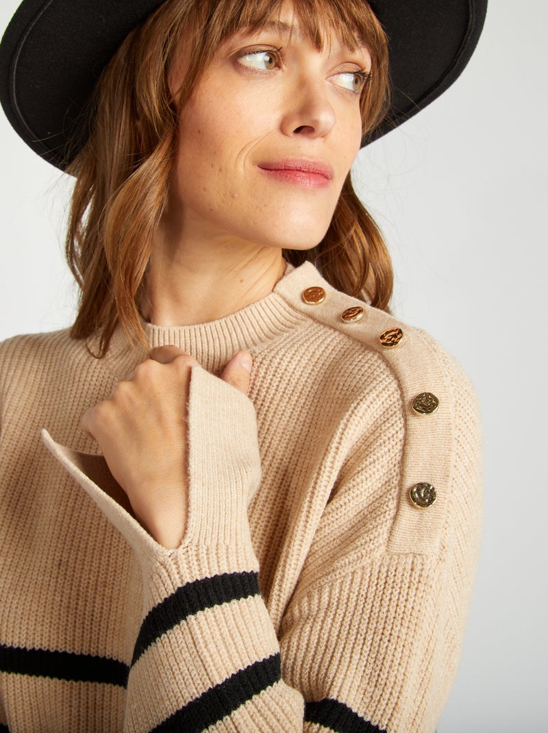 Robe pull style marinière Beige marinière - Kiabi