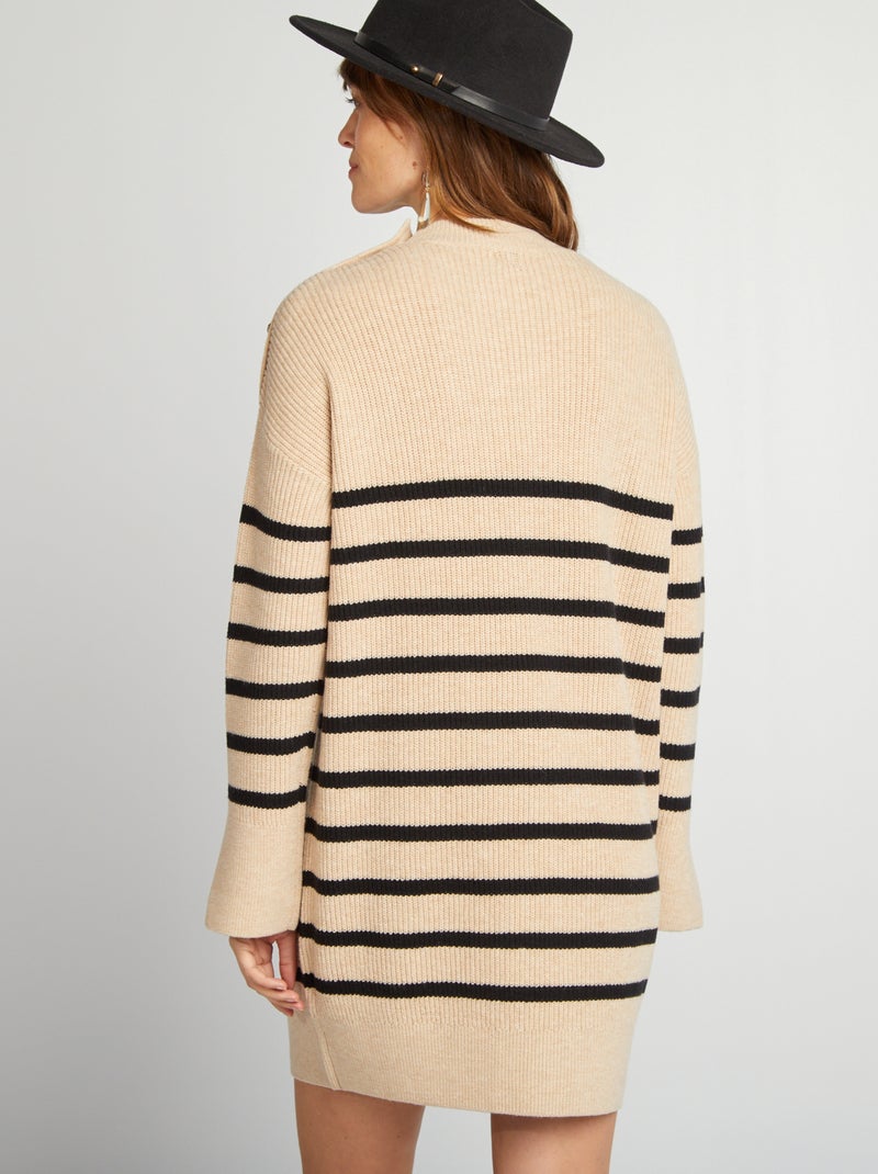 Robe pull style marinière Beige marinière - Kiabi
