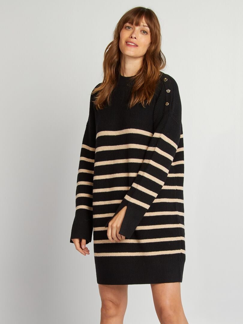 Robe pull style marinière Noir marinière - Kiabi