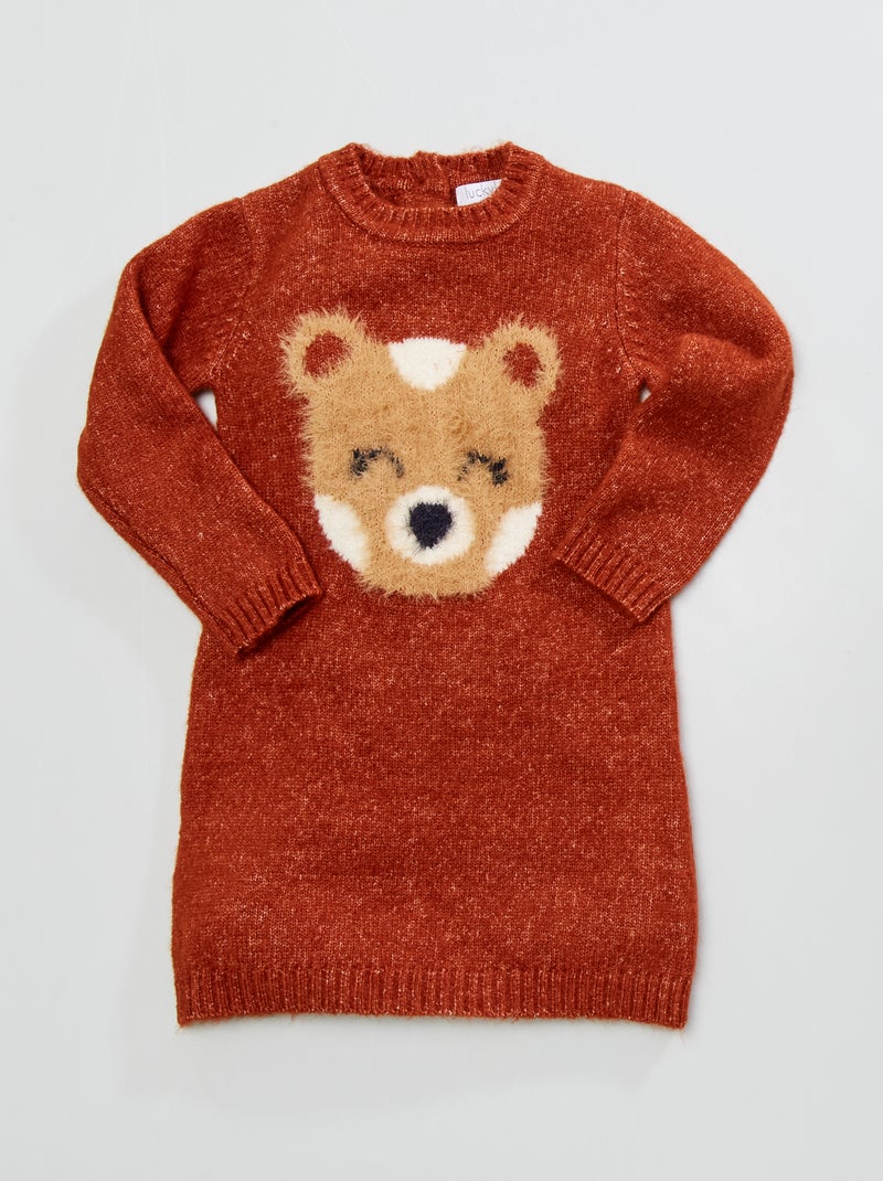 Robe pull 'tête d'ours' Orange - Kiabi
