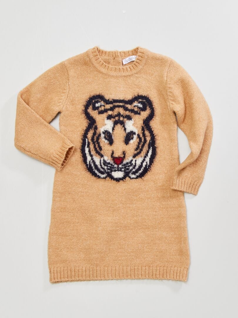 Robe pull 'Tigre' - beige - Kiabi - 13.00�?�