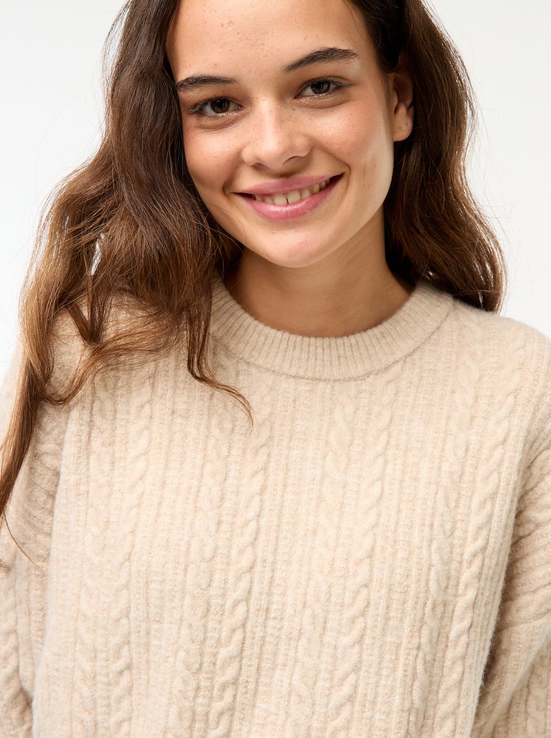 Robe pull torsadée en maille Beige - Kiabi
