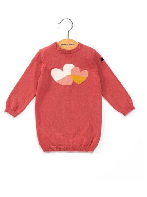Robe pull tricot avec coeur Fille - Kiabi