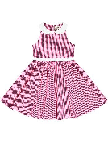 Robe Qui Tourne à Carreaux Vichy et Col Claudine HEPBURN - La Faute à Voltaire