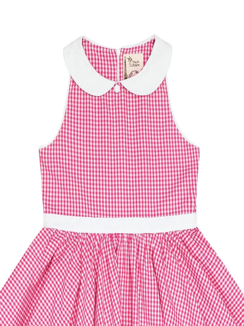 Robe Qui Tourne  à Carreaux Vichy  et Col Claudine  HEPBURN - La Faute à Voltaire Rose - Kiabi