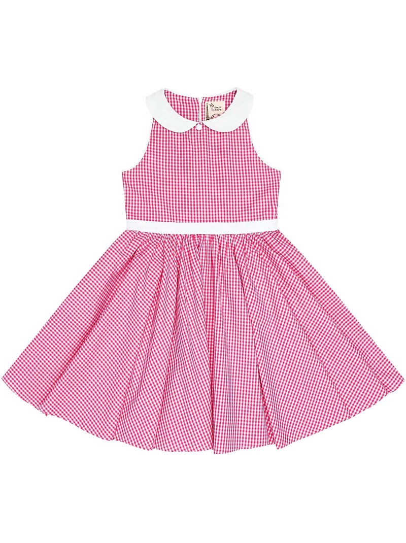 Robe Qui Tourne  à Carreaux Vichy  et Col Claudine  HEPBURN - La Faute à Voltaire Rose - Kiabi