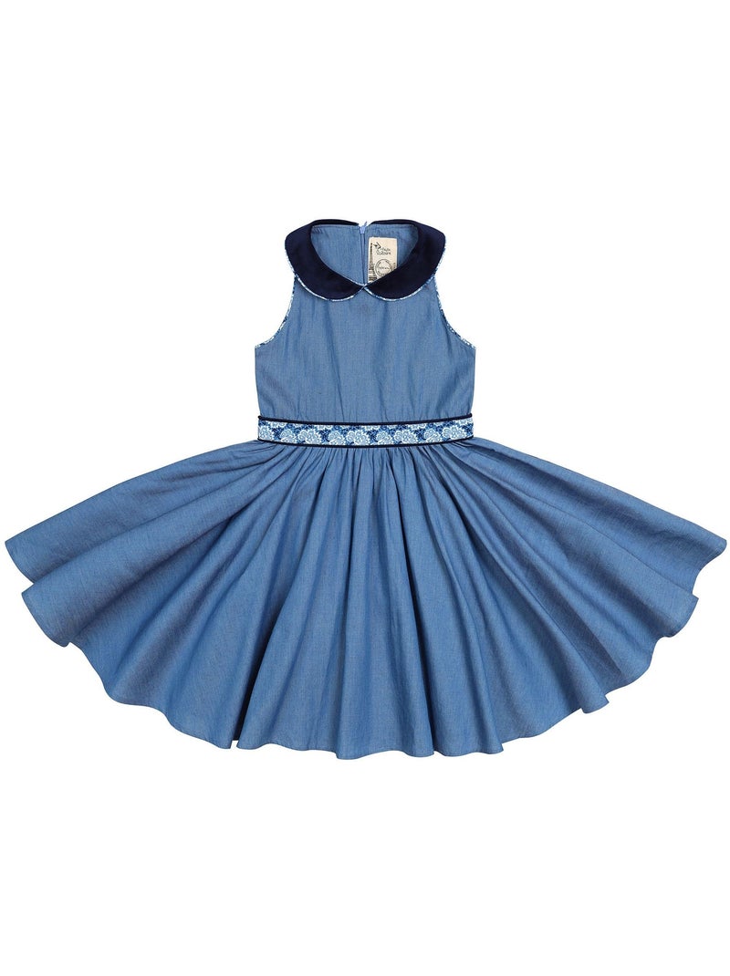 Robe Qui Tourne   à Col Claudine  HEPBURN - La Faute à Voltaire Bleu - Kiabi