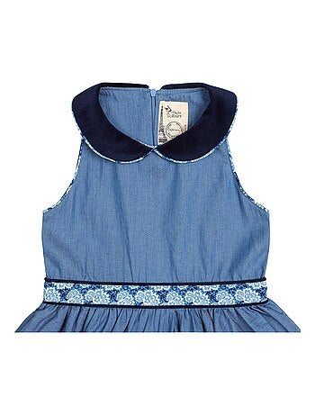 Robe Qui Tourne Chambray Col Claudine HEPBURN - La Faute à Voltaire