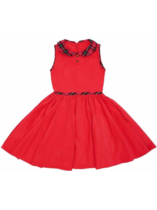 Robe Qui Tourne  en Velours  et Col Claudine en Tartan  HEPBURN - La Faute à Voltaire - Kiabi