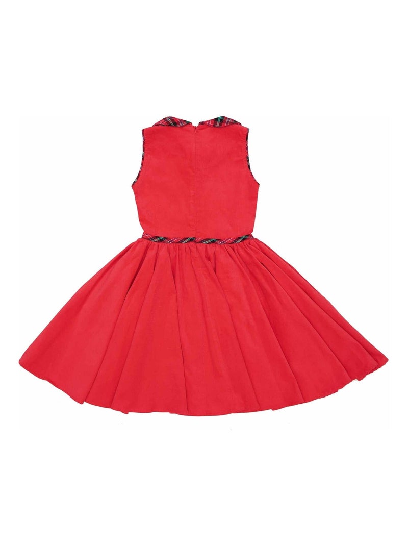 Robe Qui Tourne  en Velours  et Col Claudine en Tartan  HEPBURN - La Faute à Voltaire Rouge - Kiabi
