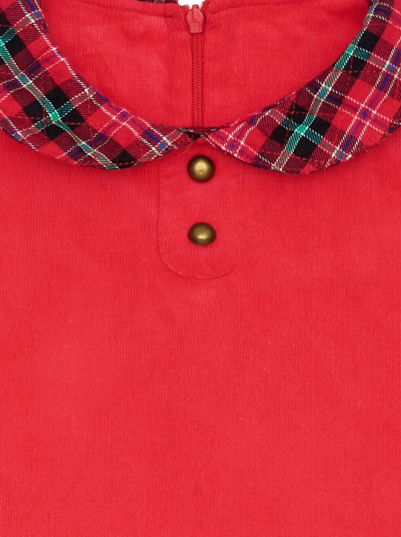 Robe Qui Tourne  en Velours  et Col Claudine en Tartan  HEPBURN - La Faute à Voltaire Rouge - Kiabi