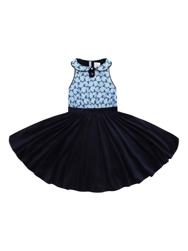 Robe Qui Tourne     et Fleurie Liberty    HEPBURN - La Faute à Voltaire Bleu marine - Kiabi