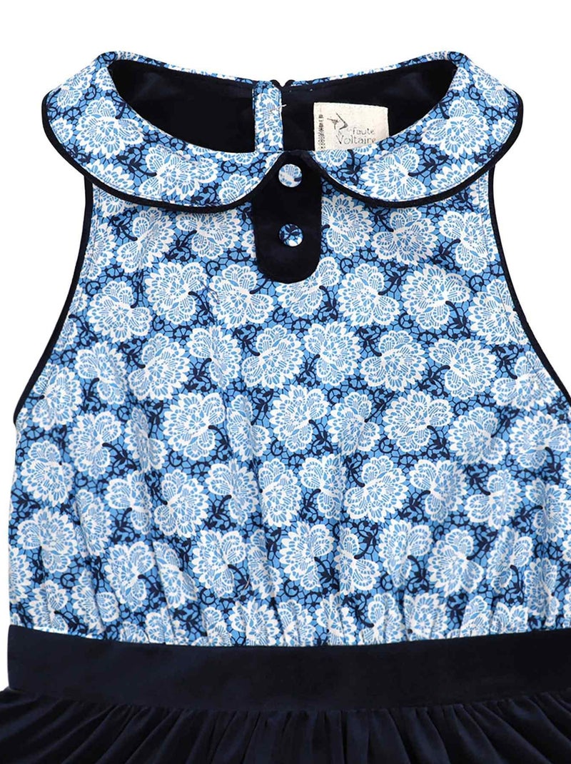 Robe Qui Tourne     et Fleurie Liberty    HEPBURN - La Faute à Voltaire Bleu marine - Kiabi