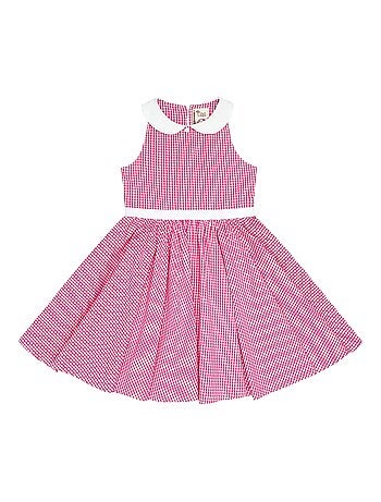 Robe Qui Tourne Été à Carreaux Vichy et Col Claudine HEPBURN - La Faute à Voltaire