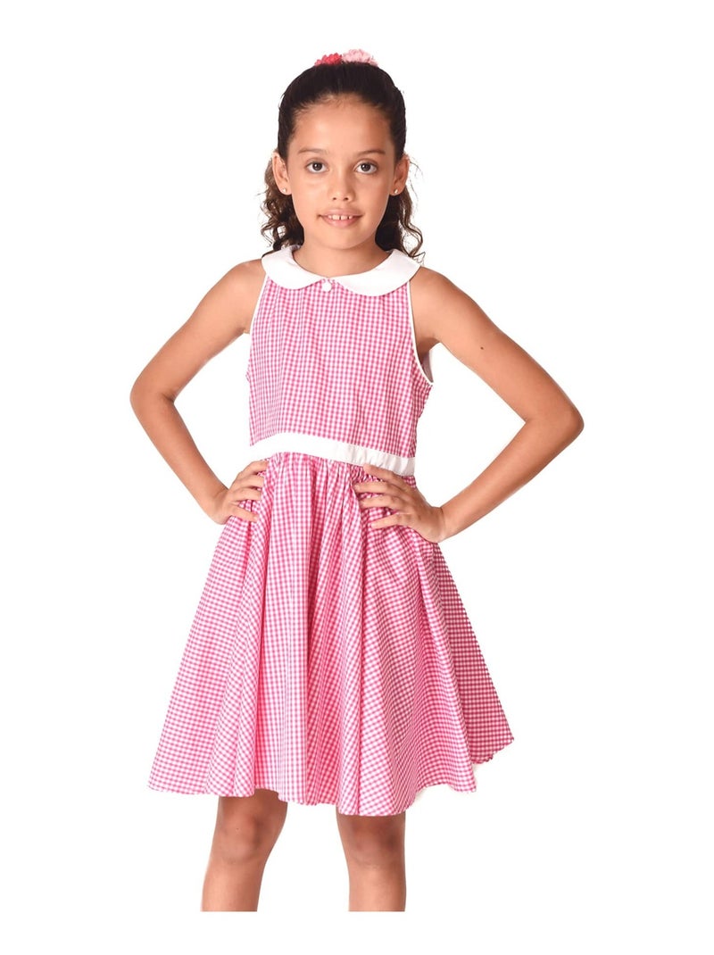 Robe Qui Tourne Été Carreaux Vichy Col Claudine HEPBURN La Faute - Main Image