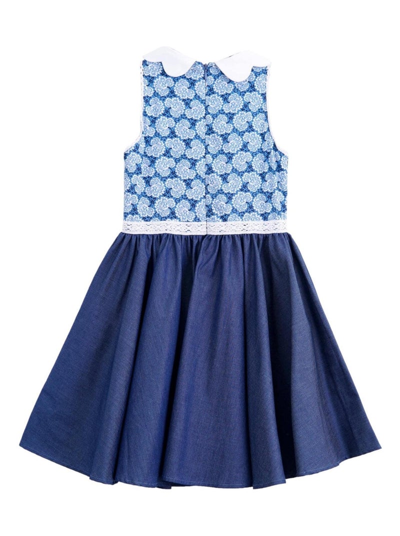 Robe Qui Tourne Été   Fleurie  Dentelle   HEPBURN - La Faute à Voltaire Bleu - Kiabi