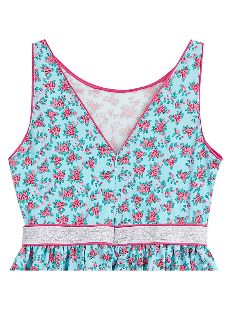 Robe Qui Tourne Été  Fleurie     HEPBURN - La Faute à Voltaire Bleu turquoise - Kiabi