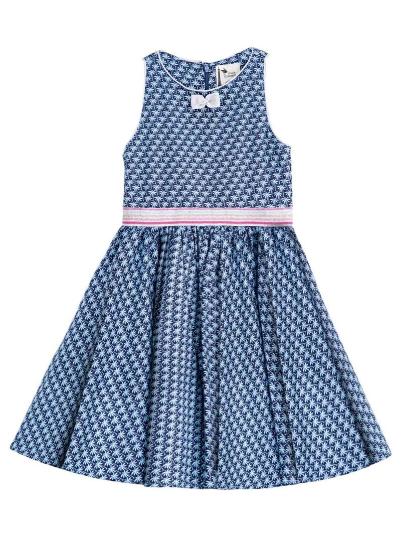 Robe Qui Tourne Été   Palmiers    HEPBURN - La Faute à Voltaire Bleu foncé - Kiabi