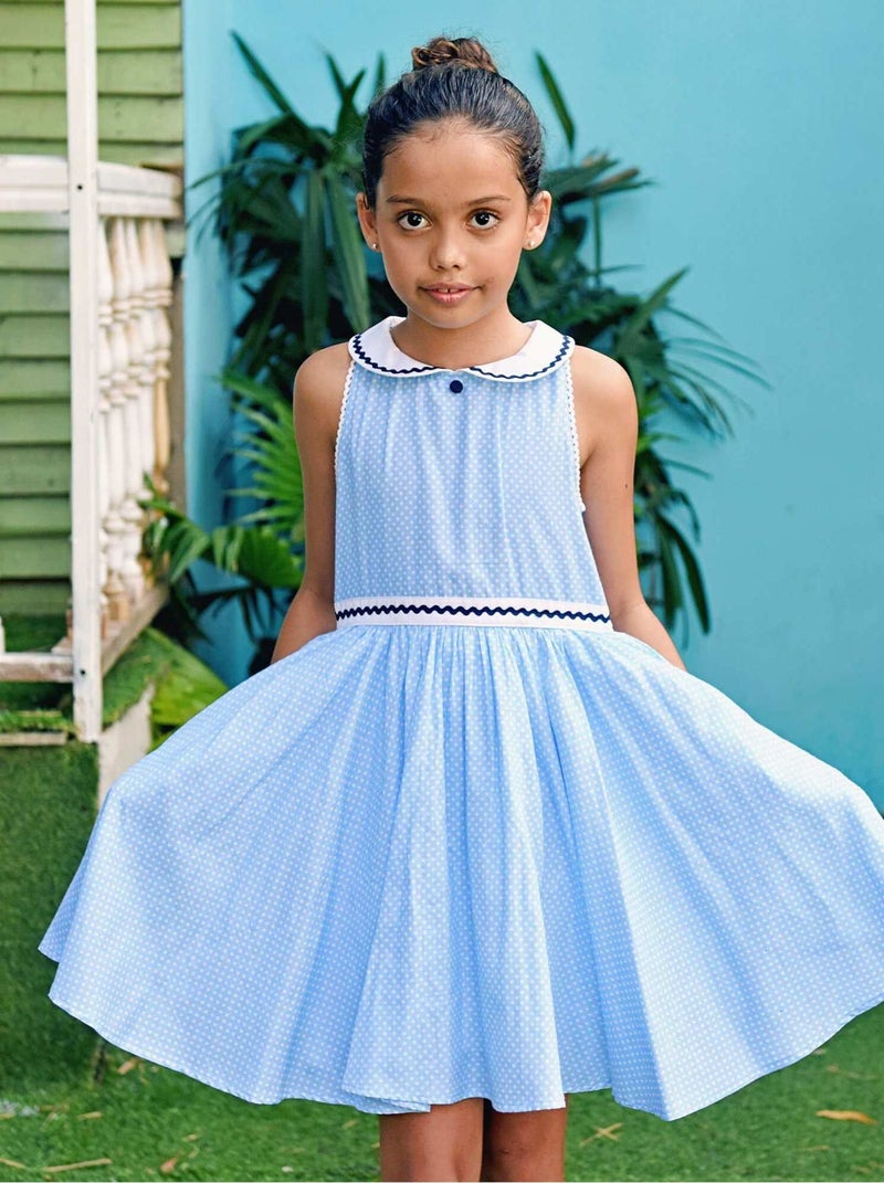 Robe Qui Tourne Fille  à Pois Bleu Ciel  HEPBURN - 'LA FAUTE A VOLTAIRE' Bleu - Kiabi