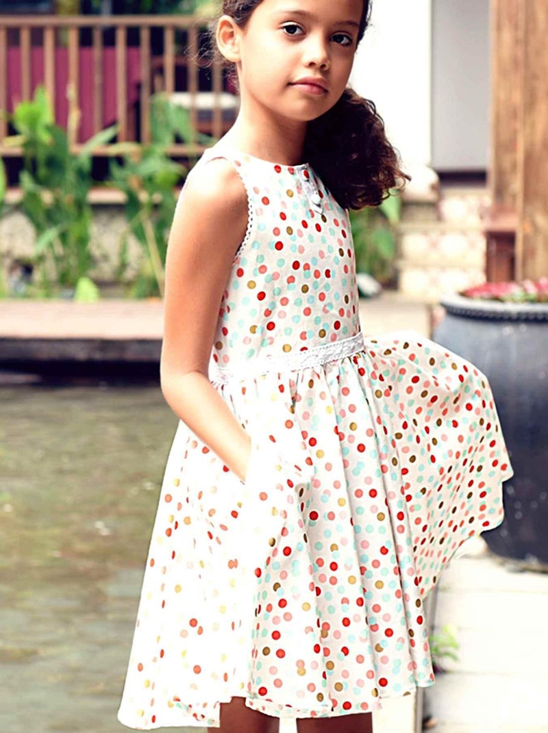 Robe Qui tourne Fille   à Pois   HEPBURN - La Faute à Voltaire Blanc - Kiabi