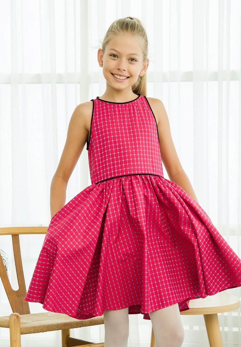 Robe Qui Tourne Fille  Carreaux Roses Bleu Ciel  HEPBURN - 'LA FAUTE A VOLTAIRE' Bleu Rose foncé - Kiabi