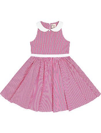 Robe Qui Tourne Fille Carrx Vichy Rose Col Claudine HEPBURN - 'LA FAUTE A VOLTAIRE'