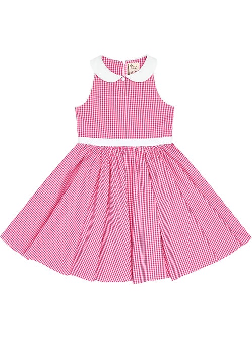 Robe Qui Tourne Fille  Carrx Vichy Rose  Col Claudine  HEPBURN  - 'LA FAUTE A VOLTAIRE' - Kiabi