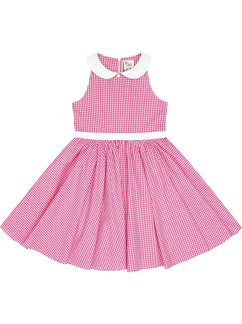 Robe Qui Tourne Fille  Carrx Vichy Rose  Col Claudine  HEPBURN  - 'LA FAUTE A VOLTAIRE' Rose - Kiabi