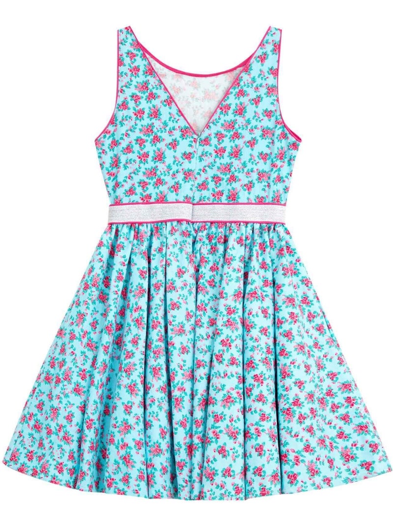 Robe Qui Tourne   Fleurie Bleu Turquoise Fuchsia  HEPBURN - 'LA FAUTE A VOLTAIRE' Bleu turquoise - Kiabi