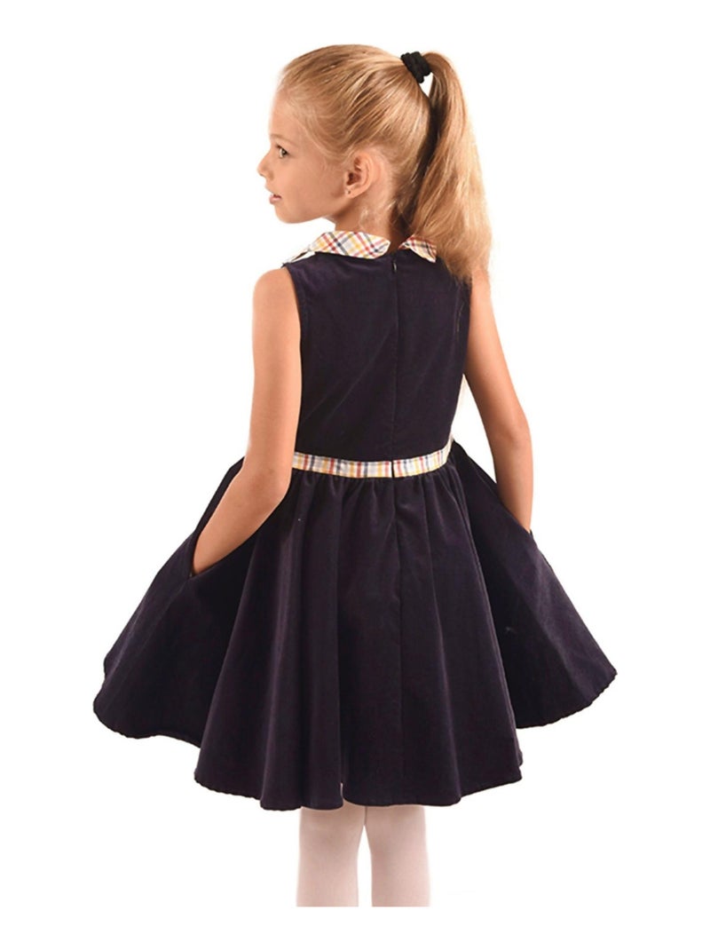 Robe qui Tourne Hiver   Velours    Carreaux  HEPBURN - La Faute à Voltaire Bleu marine - Kiabi