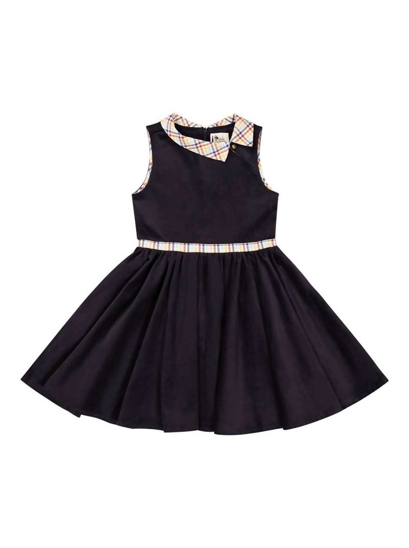 Robe qui Tourne Hiver   Velours    Carreaux  HEPBURN - La Faute à Voltaire Bleu marine - Kiabi