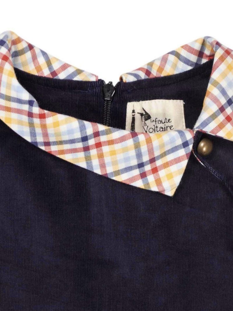 Robe qui Tourne Hiver   Velours    Carreaux  HEPBURN - La Faute à Voltaire Bleu marine - Kiabi