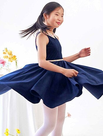 Robe Qui Tourne Velours Col Fleuri Liberty HEPBURN - La Faute à Voltaire