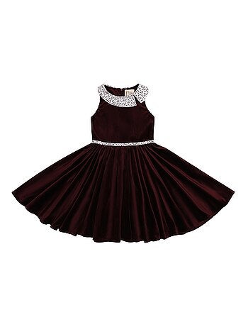 Robe Qui Tourne Velours Col Fleuri Liberty HEPBURN - La Faute à Voltaire