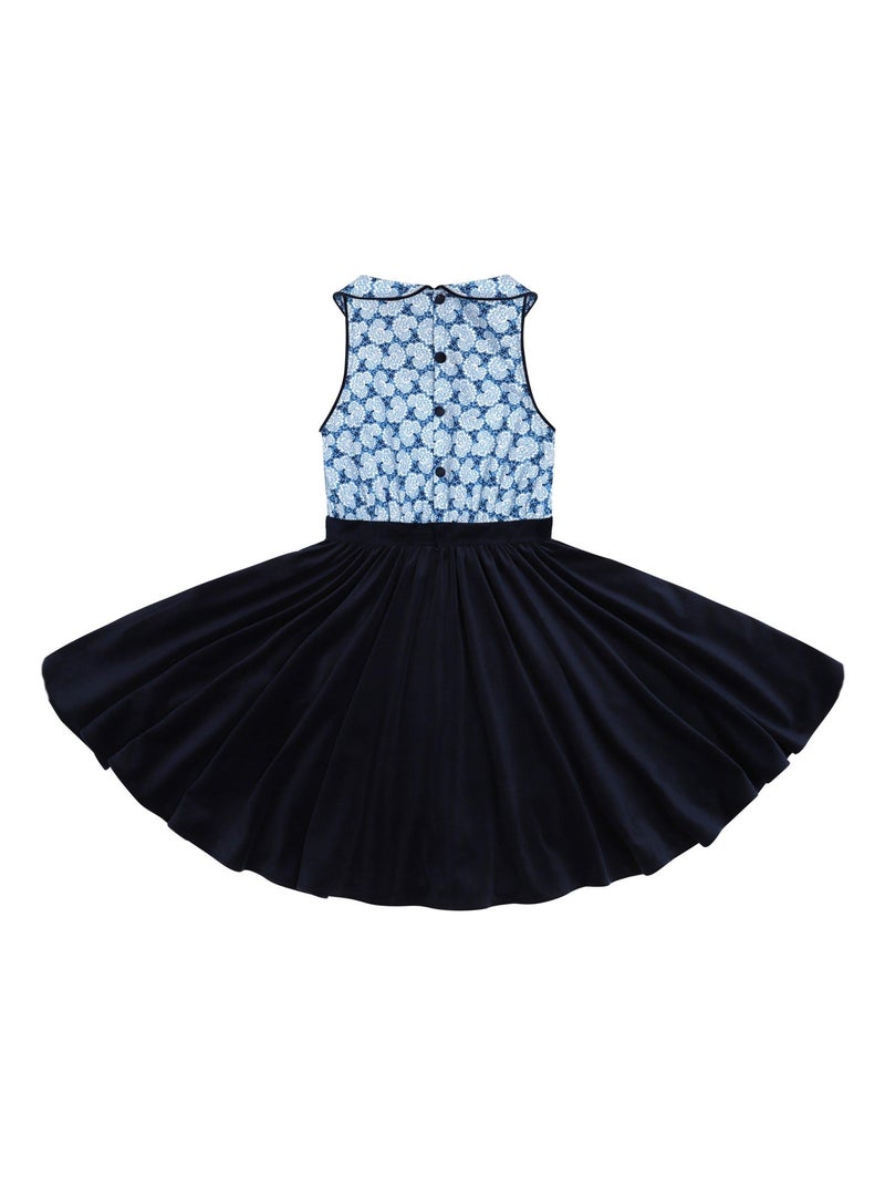 Robe Qui Tourne  Velours   et Liberty    HEPBURN - La Faute à Voltaire Bleu marine - Kiabi