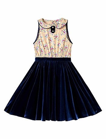 Robe Qui Tourne Velours Fleuri HEPBURN - La Faute à Voltaire