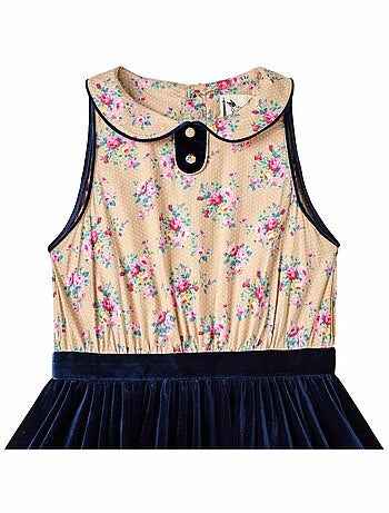 Robe Qui Tourne Velours Fleuri HEPBURN - La Faute à Voltaire