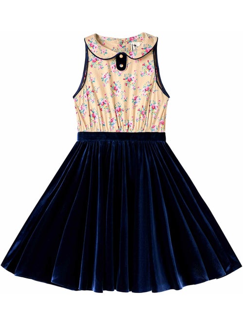 Robe Qui Tourne  Velours   Fleuri   HEPBURN - La Faute à Voltaire - Kiabi
