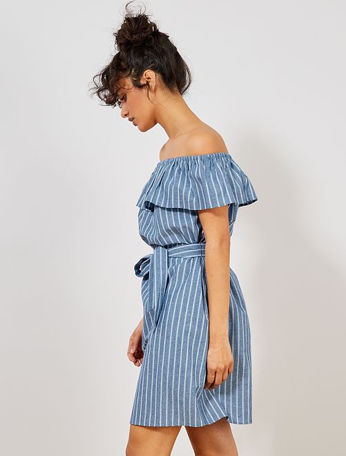 Robe rayée en chambray Femme - bleu - Kiabi - 15,00€