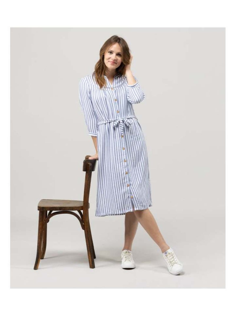 Robe rayée manches 3/4 Femme Bleu - Kiabi