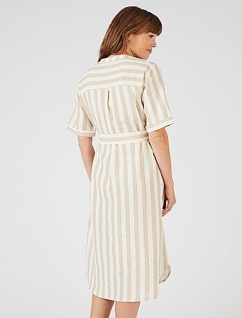 Robe rayée mélange lin - Damart