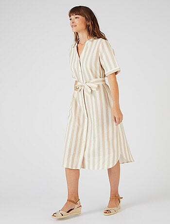 Robe rayée mélange lin - Damart