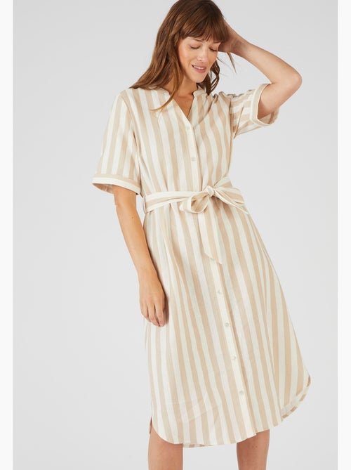 Robe rayée mélange lin - Damart - Kiabi