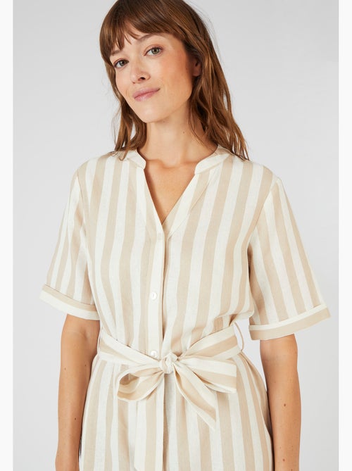 Robe rayée mélange lin - Damart - Kiabi
