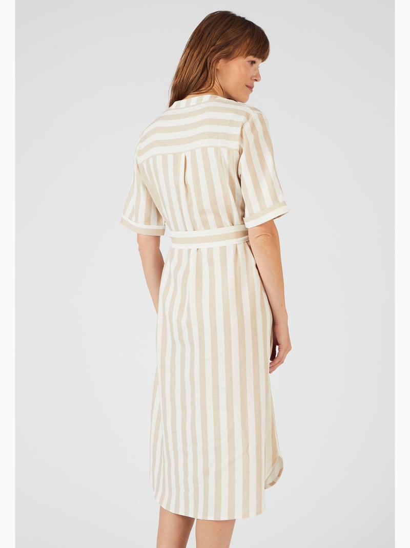 Robe rayée mélange lin - Damart Marron - Kiabi
