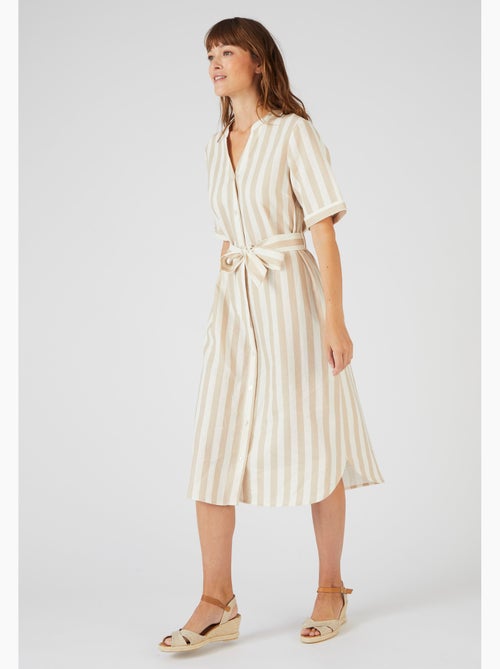 Robe rayée mélange lin - Damart - Kiabi