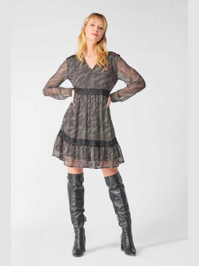 Robe RENA evasée, patineuse 'Le Temps Des Cerises' Noir - Kiabi